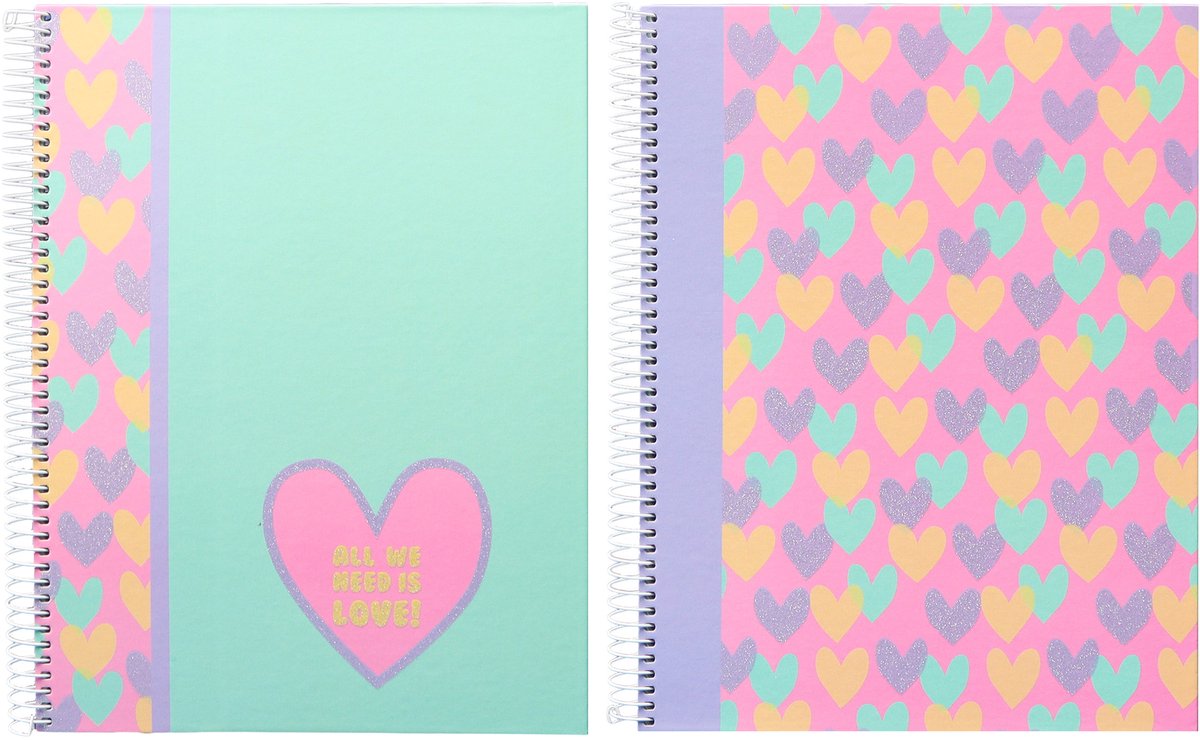 Kangaro spiraalblok - b'log hearts - formaat a4 - met lijn - 2 stuks - an-124194-a