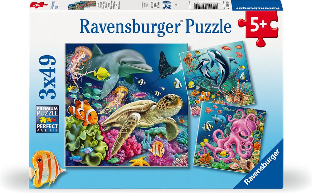 Ravensburger enchanting underwater world puzzle - three puzzles - 49 pieces - children's puzzle