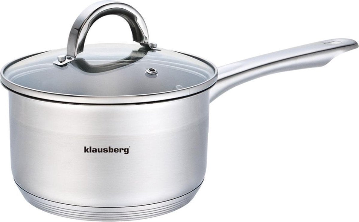Klausberg 7132 - steelpan met deksel - sauspan - 14 cm - 1 liter