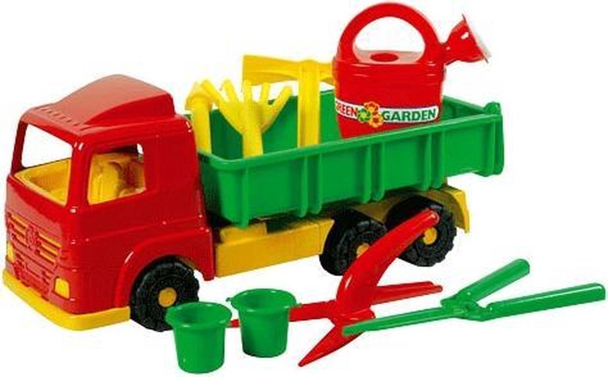 Androni kiepauto met tuingereedschap