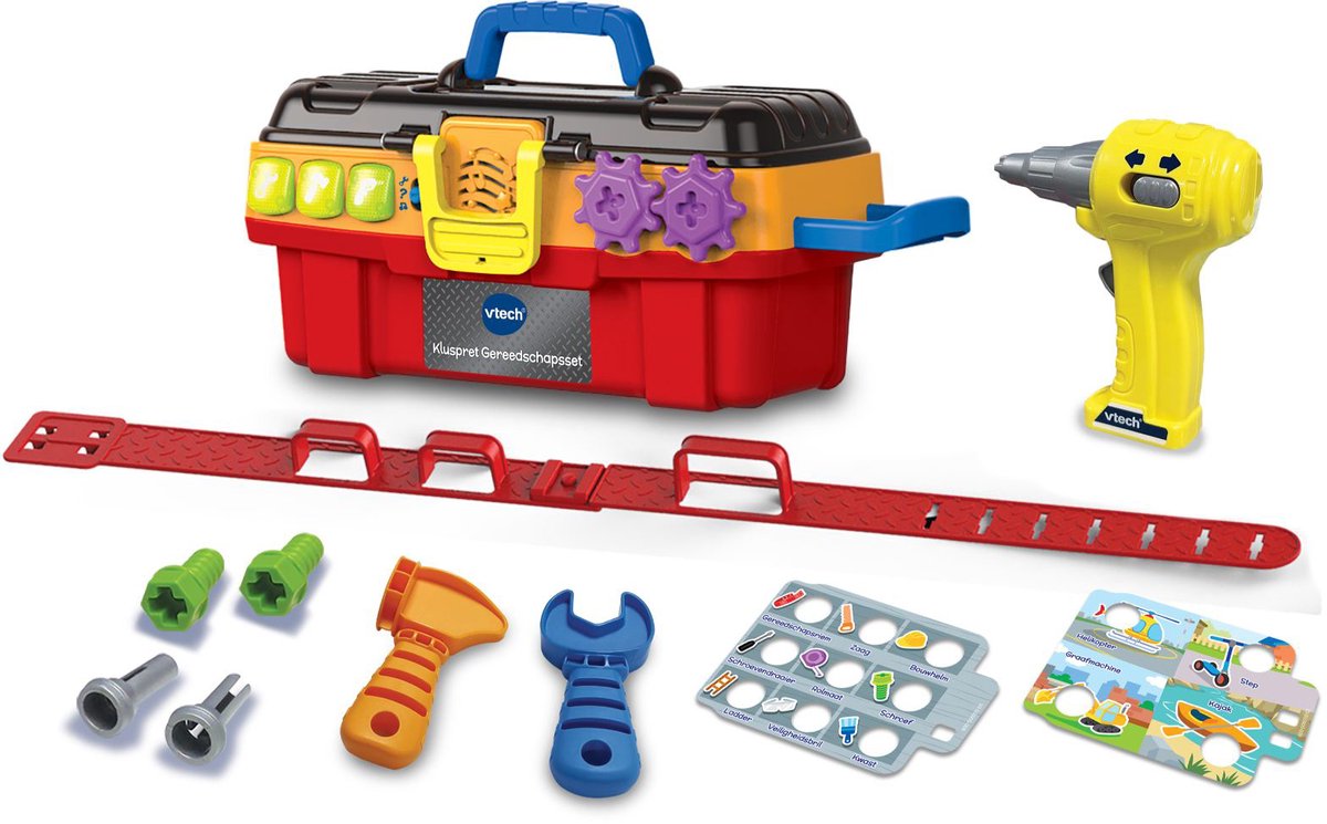 Vtech kluspret gereedschapsset - 9 delige gereedschapsset - vanaf 2 jaar - educatief speelgoed