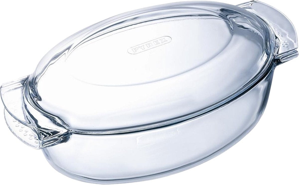 Pyrex - classic ovenschaal ovaal met deksel 5,8 liter - transparant