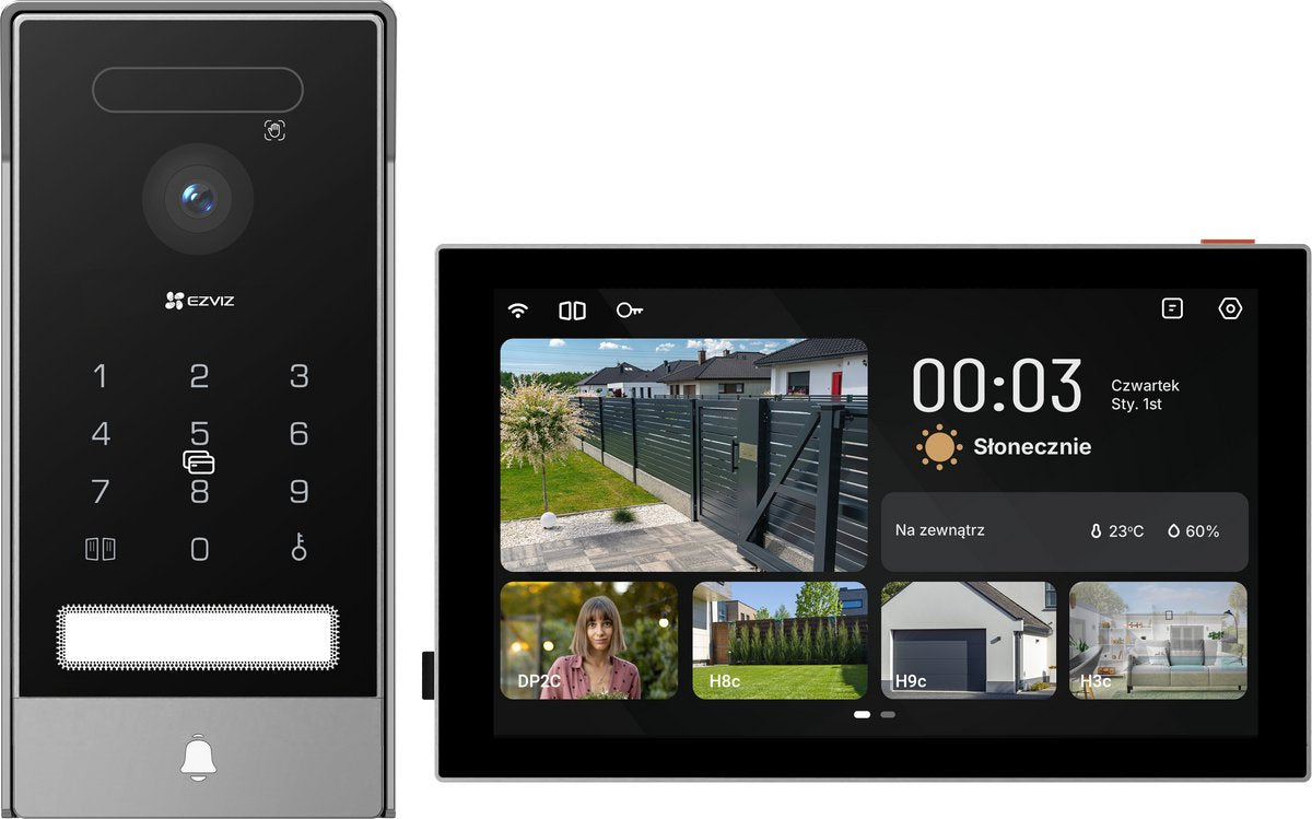 Ezviz hp7 pro 4k video intercom - slimme deurintercom met 8 inch touchscreen - gezichtsherkenning palmaderherkenning - afstandsbediening - mensdetectie - dual-band wi-fi