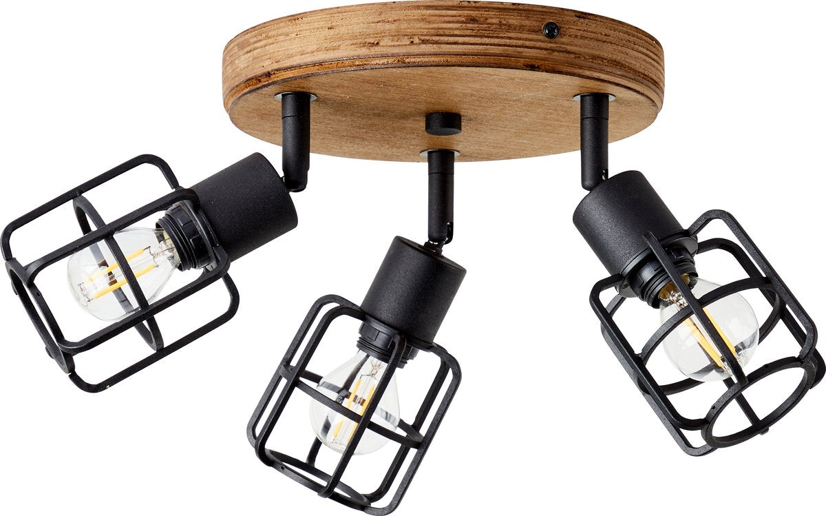 Brilliant gwen - plafondspot - e14 max 3x40w - hout zwart