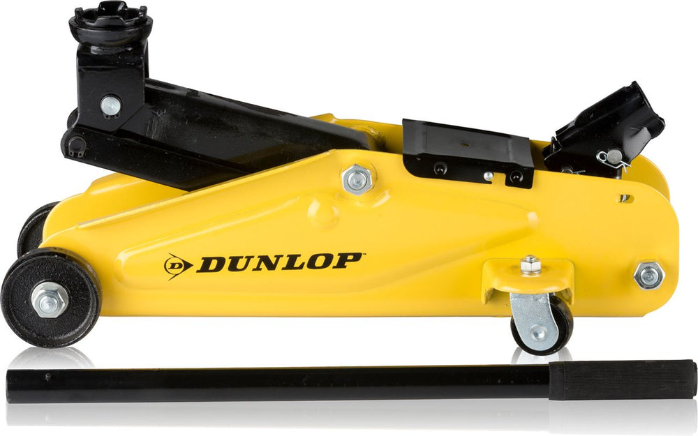 Dunlop hydraulische auto krik - autokrik met 2000kg hefvermogen - garagekrik met lifthoogte 135mm tot 305mm - metaal - geel zwart