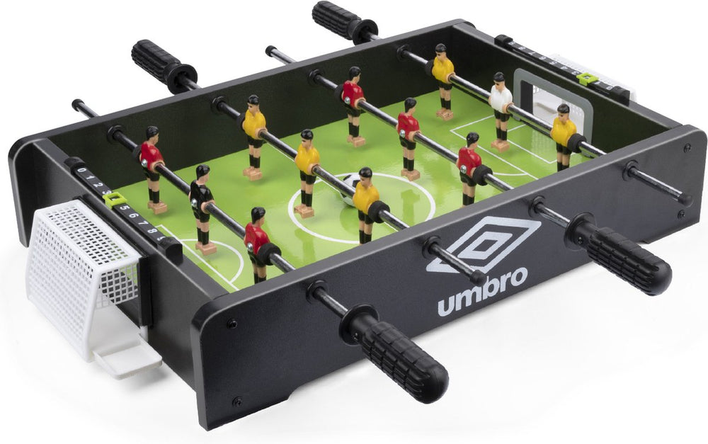 Umbro tafelvoetbal - tafelmodel - voetbaltafel met 12 spelers - incl. 2 mini voetballen - tafelvoetbalspel - zwart