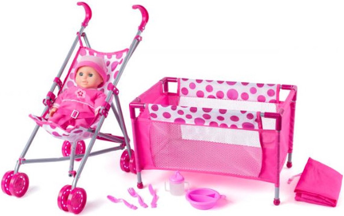 Woody poppenbed, buggy, pop met acc. 91857.