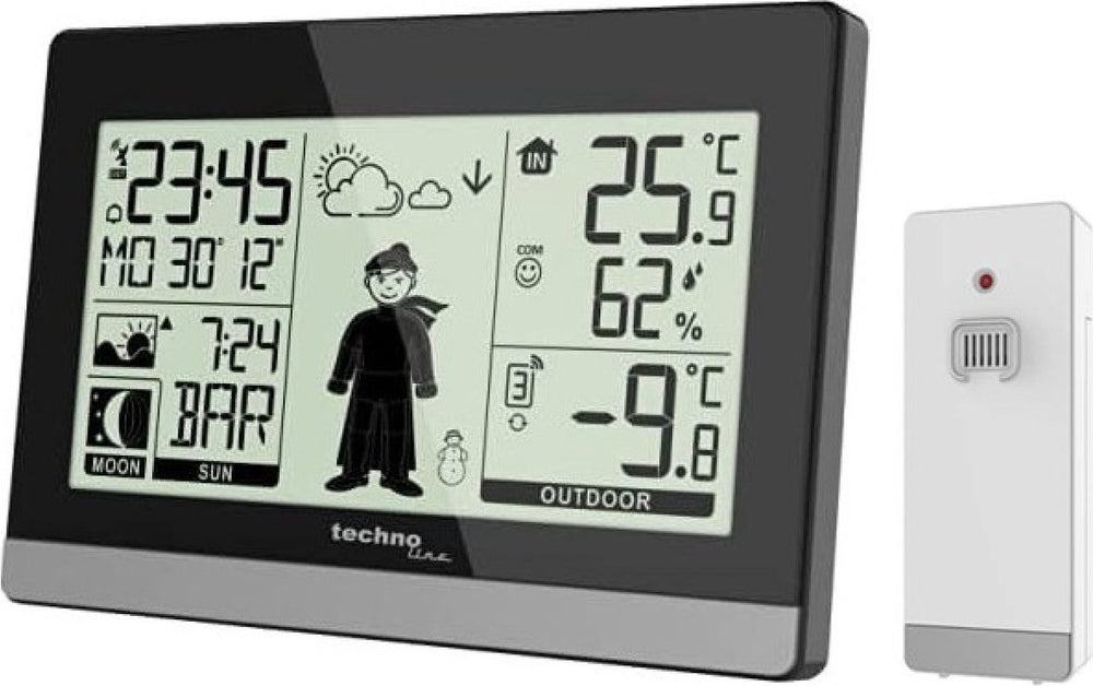 Technoline weerstation - ws 9612 - 145x97x38mm - zwart zilver - met 1 buitensensor 30m - tl-ws9612
