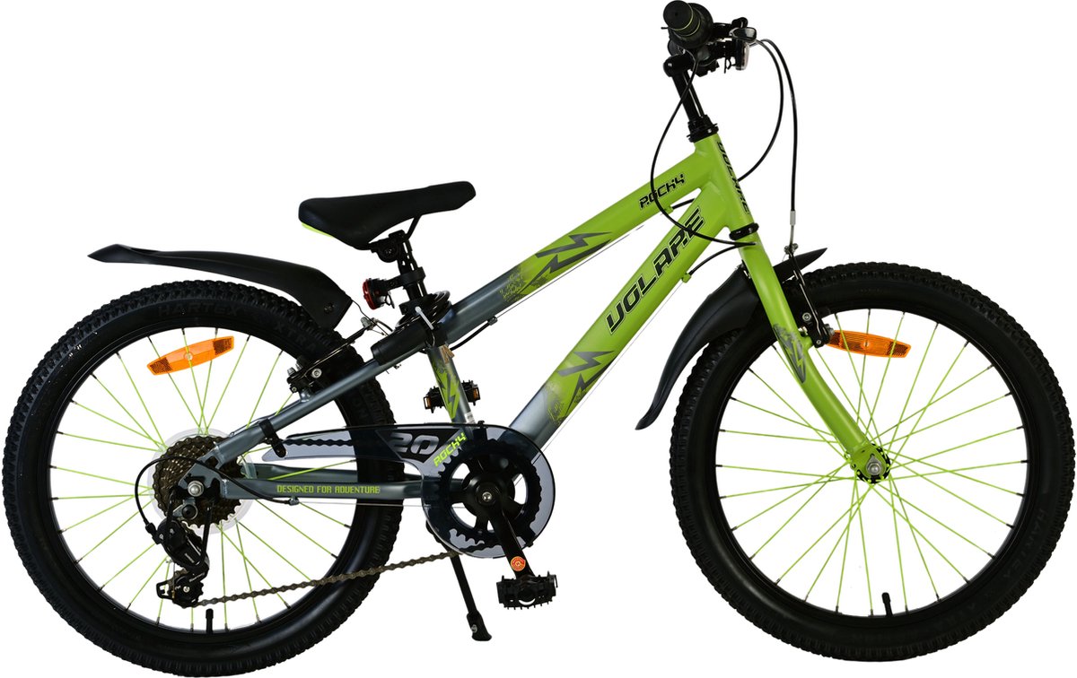 Volare rocky kinderfiets - 20 inch - 7 versnellingen - groen grijs