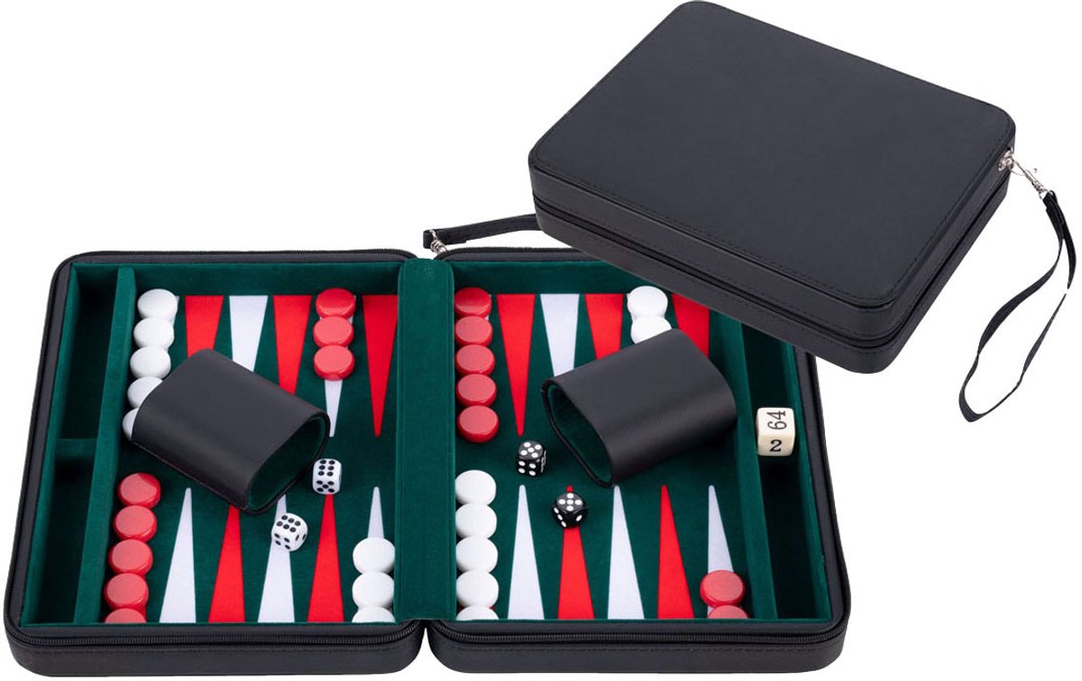 Engelhart backgammon reisspel met rits - zwart