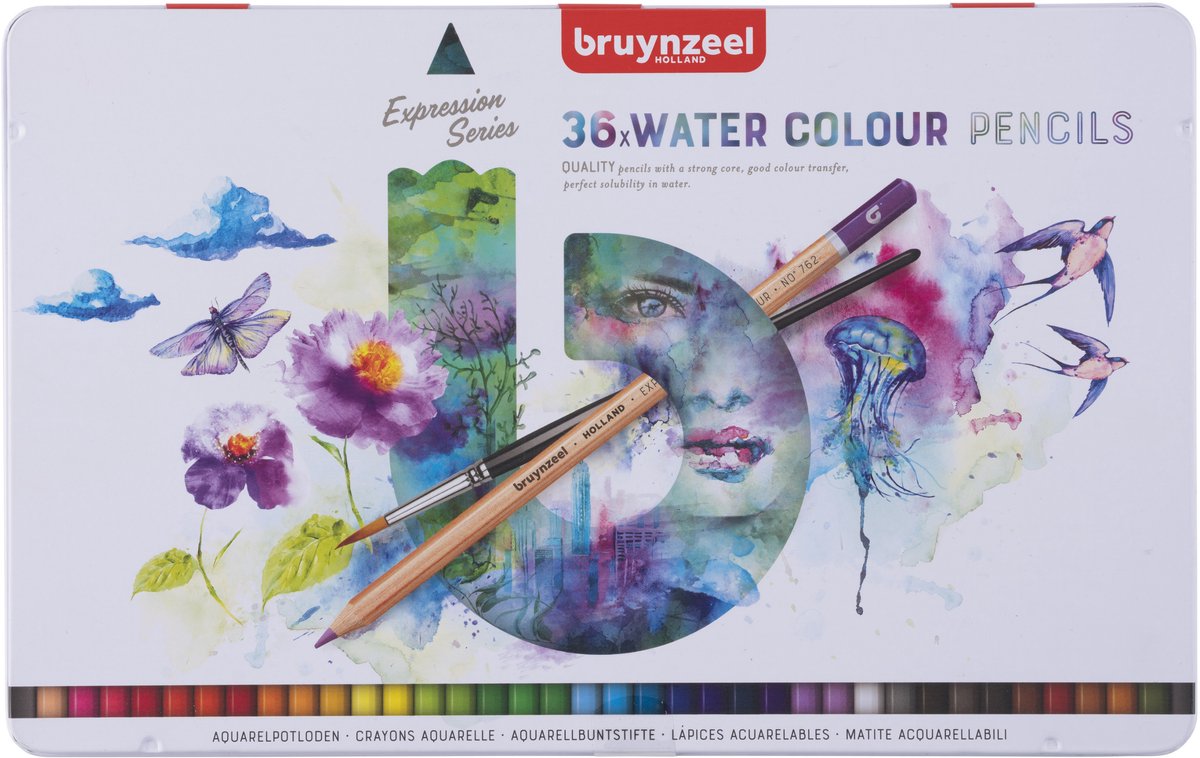 Bruynzeel expressie aquarelpotloden blik 36