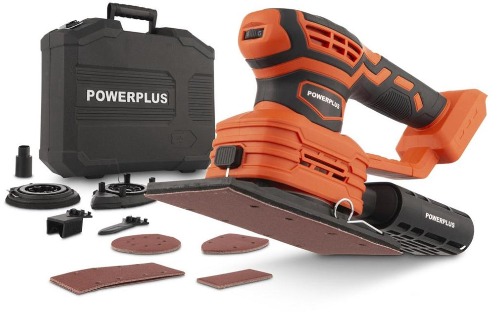 Powerplus dual power multischuurmachine powdp50500 - 20v schuurmachine - excl. batterij en lader - 25 acc.