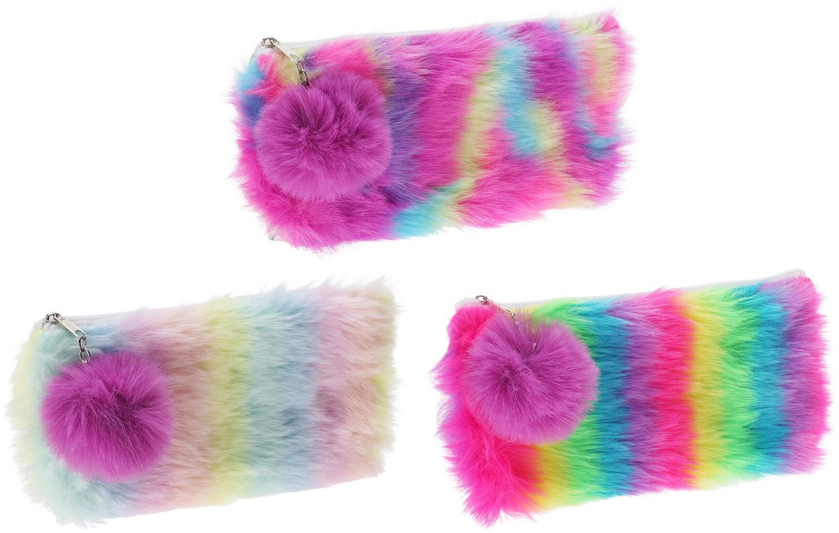 Etui regenboog pluche, 20,5cm