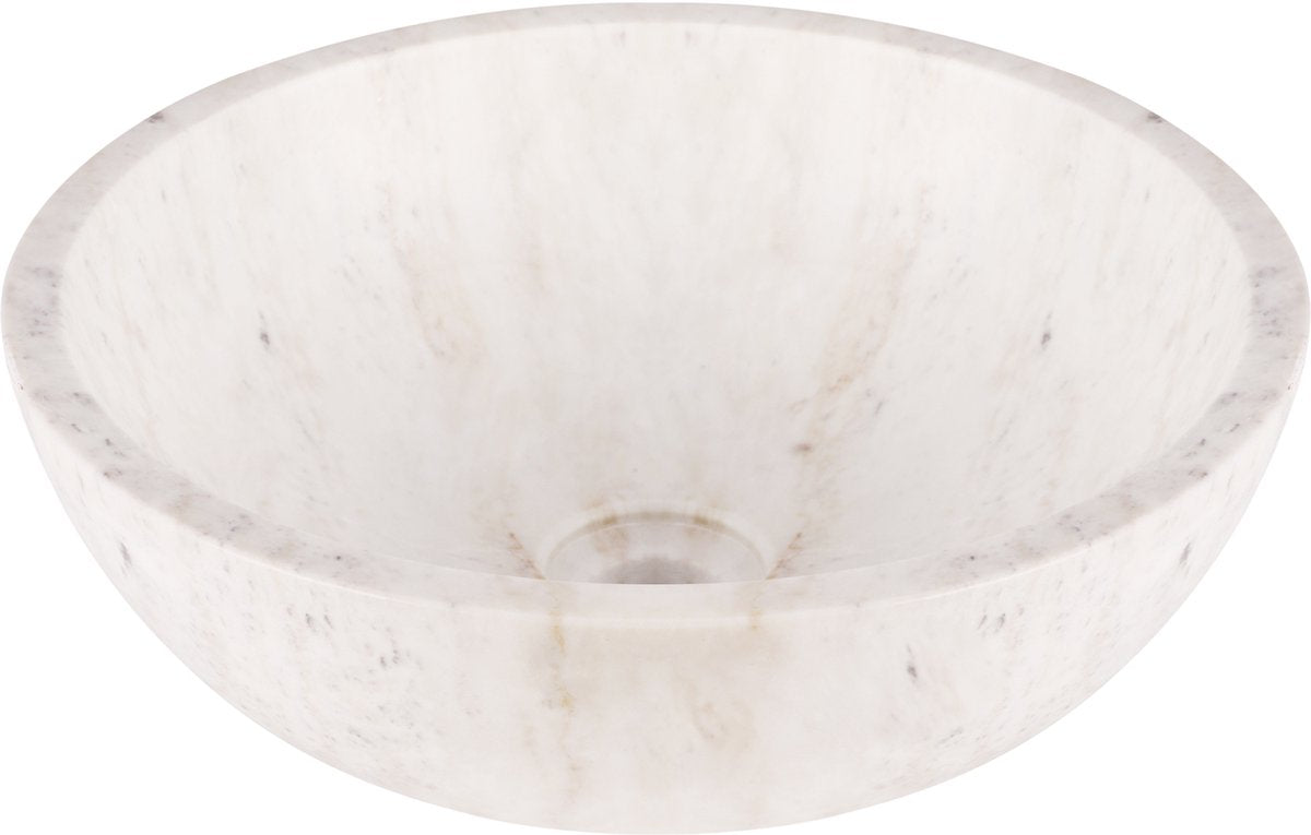 Differnz marmor waskom - 40x40x15cm - rond - marmer - glans wit