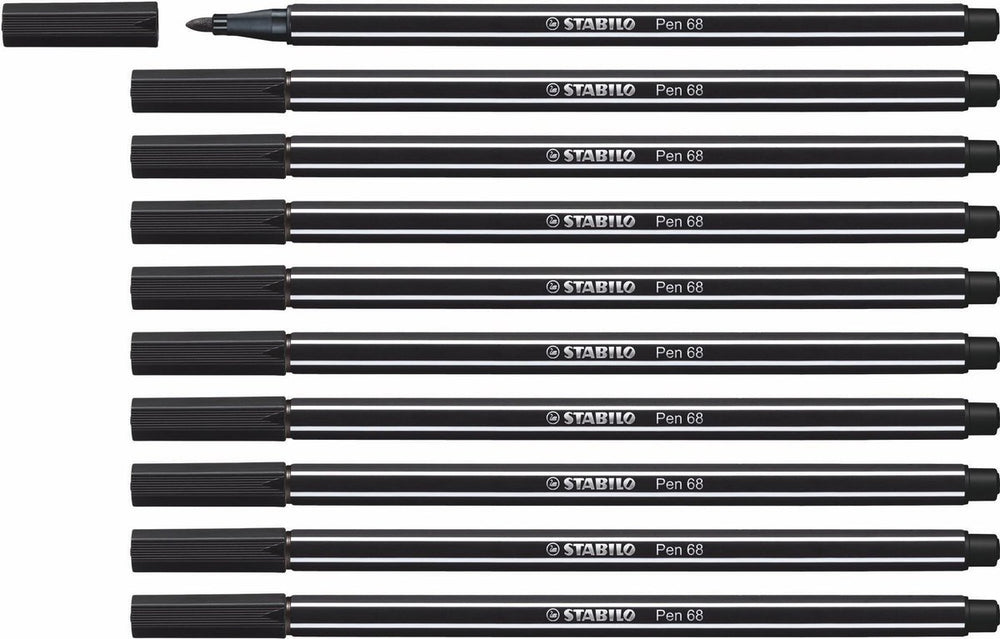 Stabilo pen 68 - premium viltstift - zwart - doos 10 stuks
