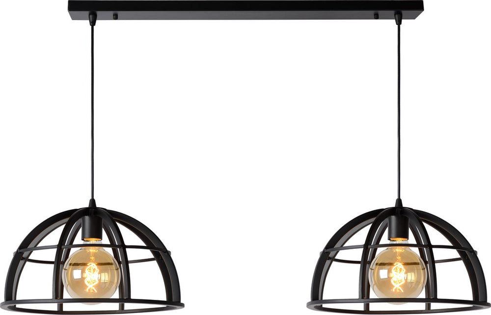Lucide dikra - hanglamp - 2xe27 - zwart