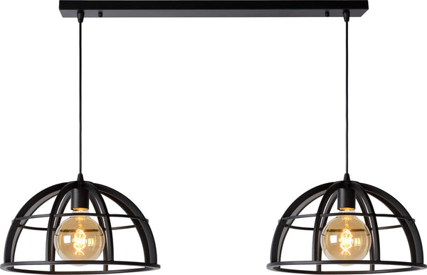 Lucide dikra - hanglamp - 2xe27 - zwart