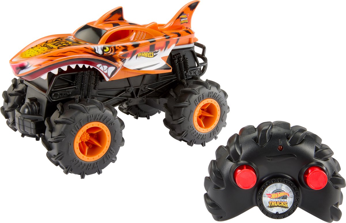 Hot wheels monster trucks 1:24 scale hw tiger shark rc vehicle