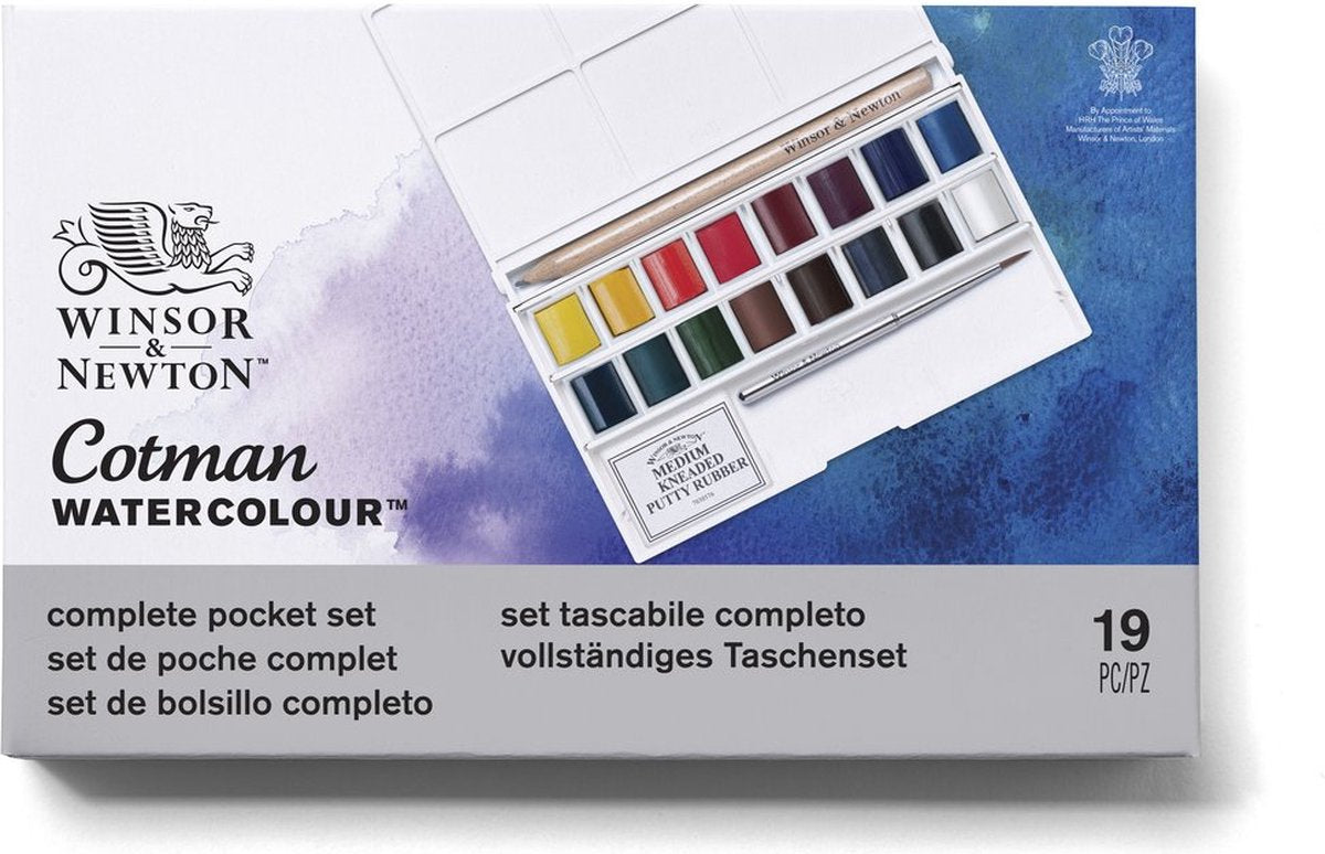 Winsor newton 0390060 cotman aquarelverf set – deluxe sketcher’s pocket box – 16 kleuren waterverf – compact aquarelset voor reizen schetsen