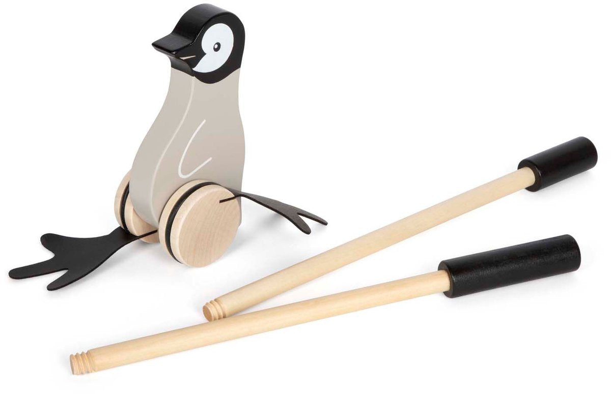 Small foot - houten duwfiguur pinguïn