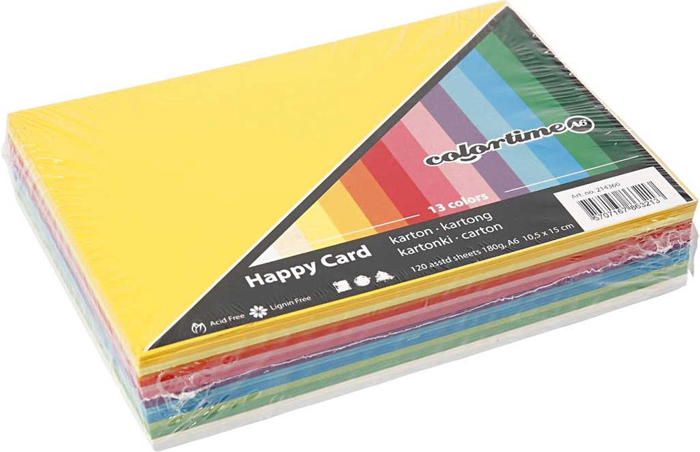 Colortime happy karton, a6 10,5x15 cm, kleuren assorti, 300 assorti vel