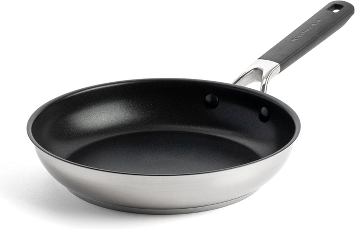 Kitchenaid classic stainless steel koekenpan ø24cm - rvs - inductie - anti-aanbak
