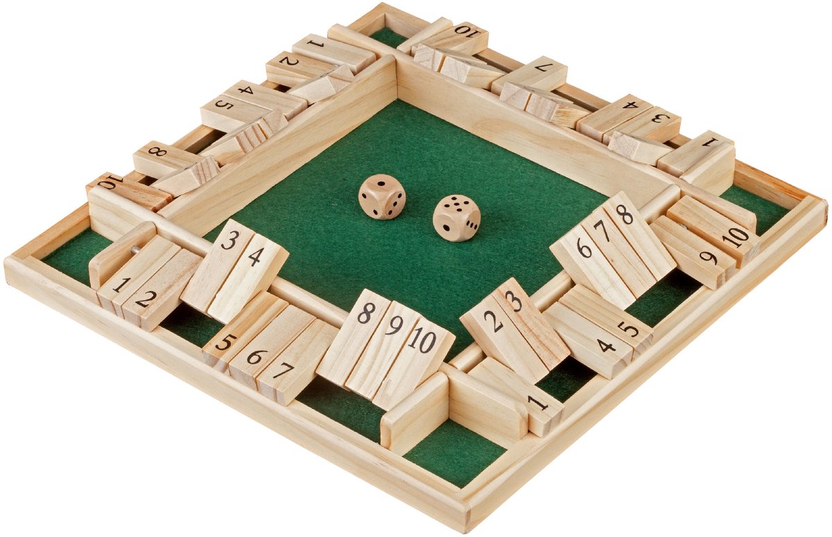 Hot games shut the box 4 spelers 10 cijfers 29x29c.