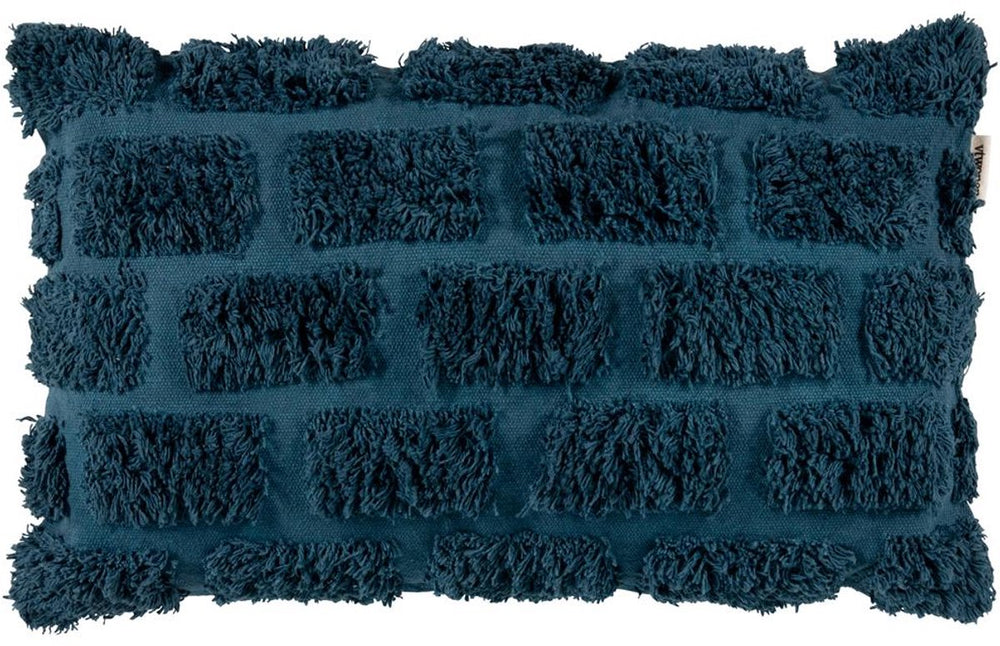 Vtwonen tufted sierkussen - 30x50 cm - donker blauw