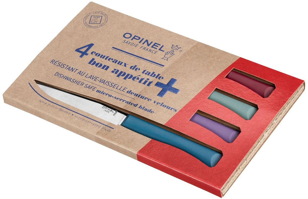 Opinel n°125 bon appétit+ glam tafelmessenset - 4-delig - multicolor - microkarteling - rvs - steakmes