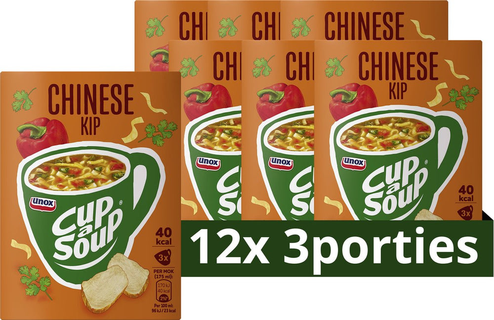 Unox cup-a-soup - chinese kip - vol groenten en malse stukjes kip - 12 x 3 x 175 ml