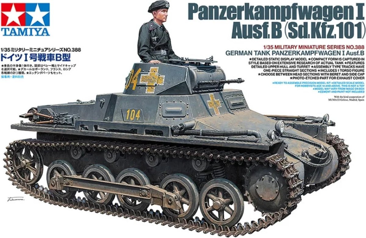 Tamiya modelbouwpakket militaire voertuigen - 35388 duitse tank panzerkampfwagen i ausf.b plastic - 1:35 - modelbouw