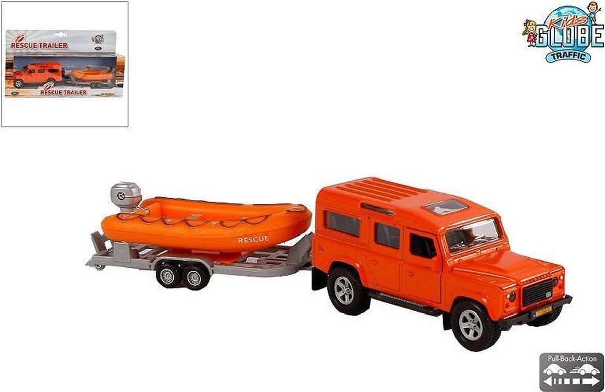 Kids Globe Gegoten Land Rover met Reddingslaars, 27cm
