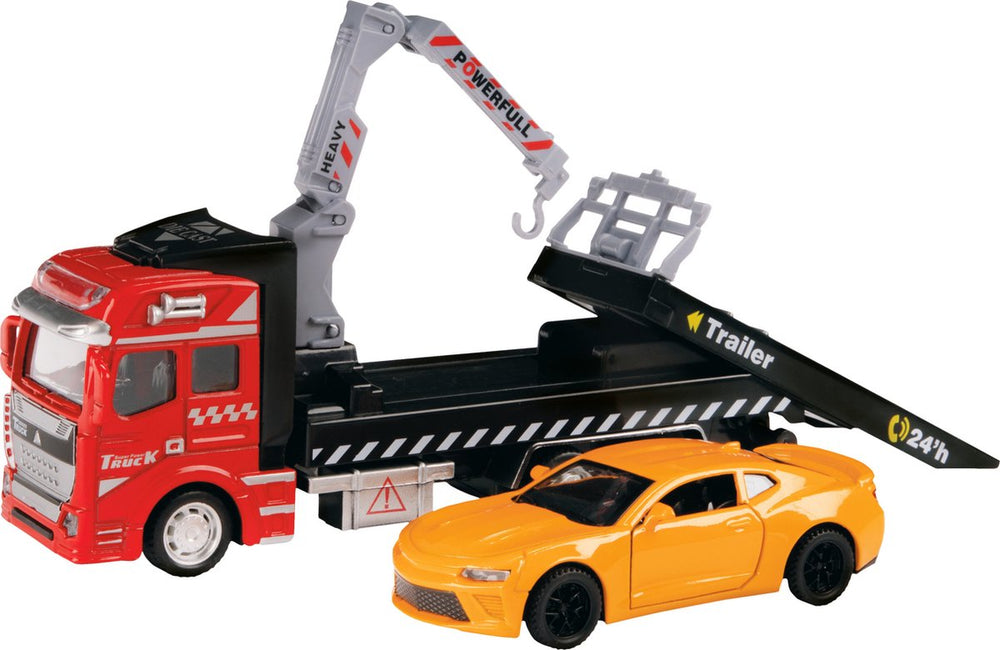 Toi-toys slaapwagen met auto rood oranje metaal