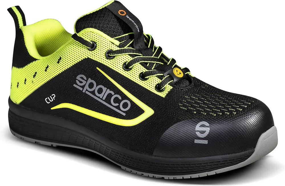 Sparco cup nurburg – lichtgewicht s1p veiligheidsschoen met ademend jacquard en sportieve stijl - zwart 46