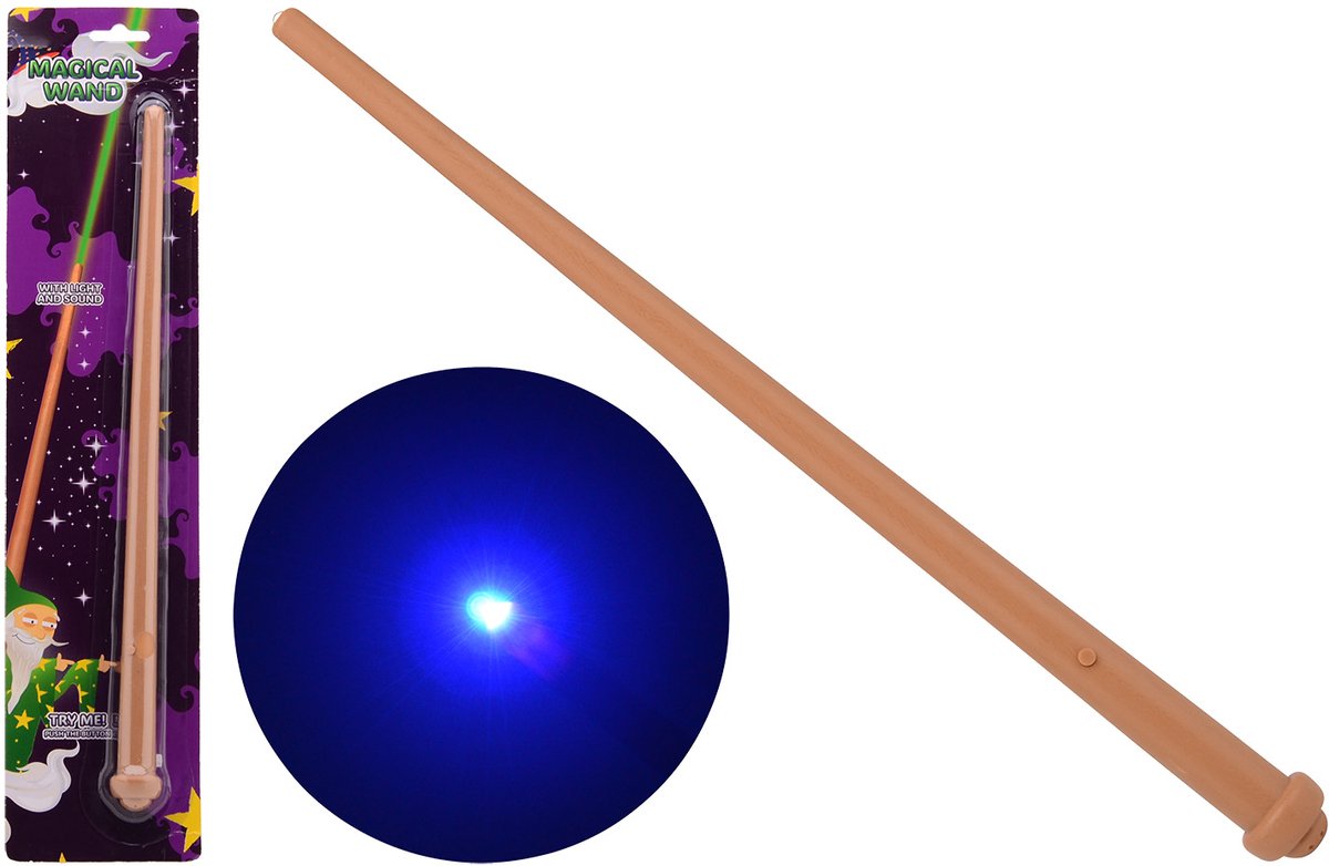 Johntoy magische toverstaf met licht en geluid 35 cm bruin