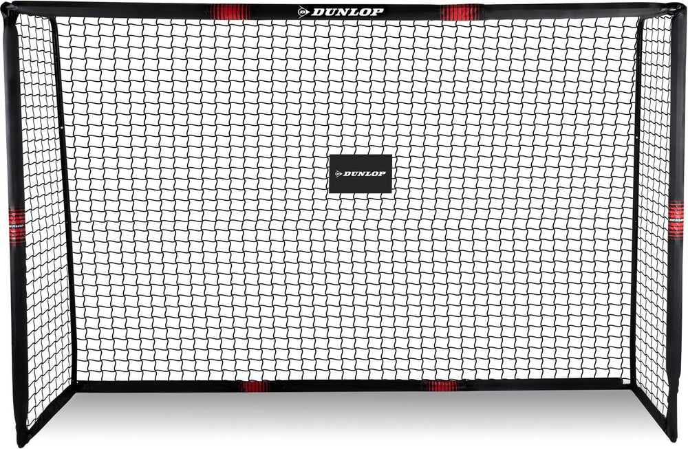 Dunlop voetbaldoel - voetbal goal 300 x 200 x 120 cm - voetbalgoal groot - buitenspeelgoed voor kinderen en volwassenen - snelle montage - voetbal training doel - metaal - zwart rood