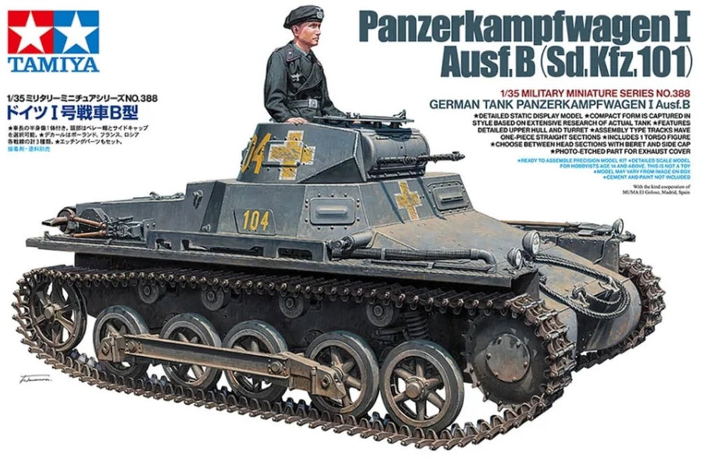 Tamiya modelbouwpakket militaire voertuigen - 35388 duitse tank panzerkampfwagen i ausf.b plastic - 1:35 - modelbouw