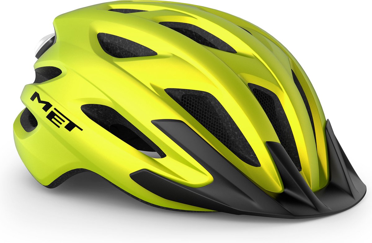 Met crossover fietshelm mannen vrouwen - stadsfietshelm volwassenen - maat xl - lime yellow allic matt