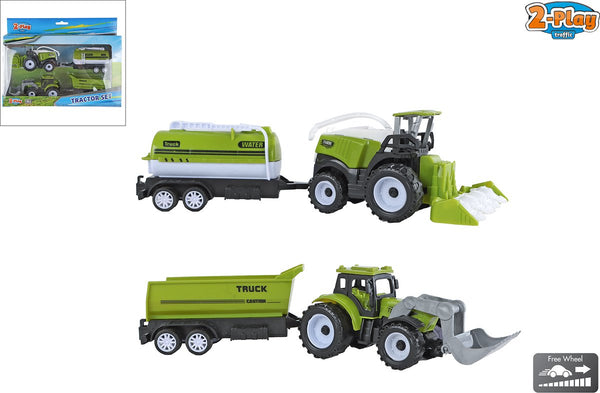 2-play tractor en combine met 2 aanhangers, 24cm