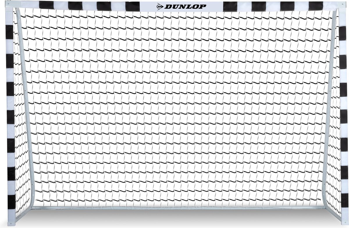 Dunlop voetbaldoel - voetbal goal 300 x 90 x 200 cm - voetbalgoal groot - buitenspeelgoed voor kinderen en volwassenen - snelle montage - voetbal training doel - metaal - zwart wit