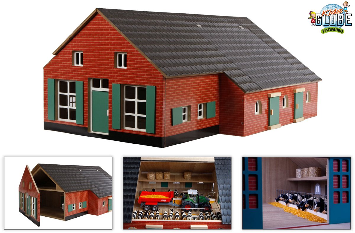 Kids globe boerderij woonhuis met stal, 1:32