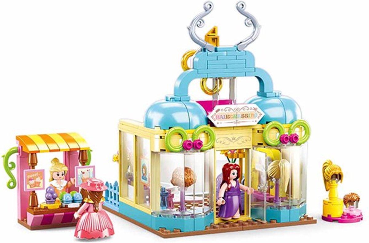 Sluban kapsalon hair salon bouwspeelgoed kinderen vanaf 6 jaar – constructiespeelgoed modelbouw kapsalon set – bouwdoos met 315 bouwstenen en 3 minifiguren – m38-b0906