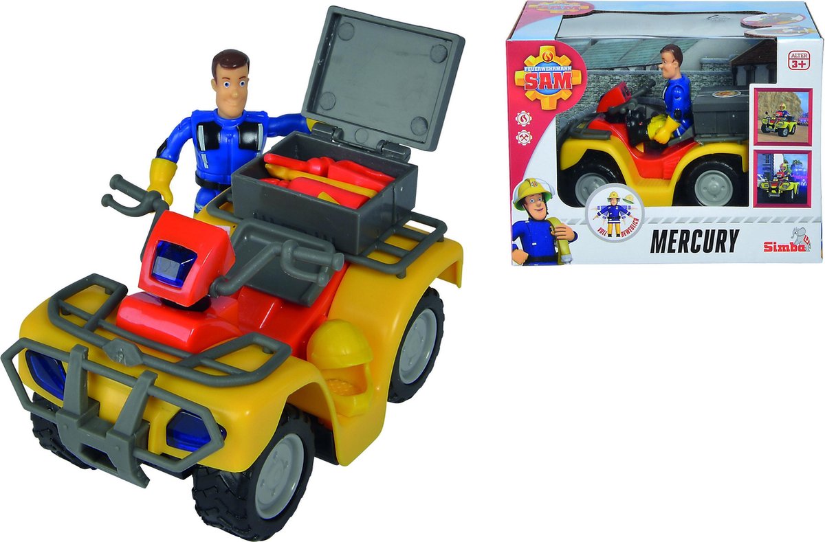 Simba brandweerman sam speelgoed quad met figuur - actievoertuig.