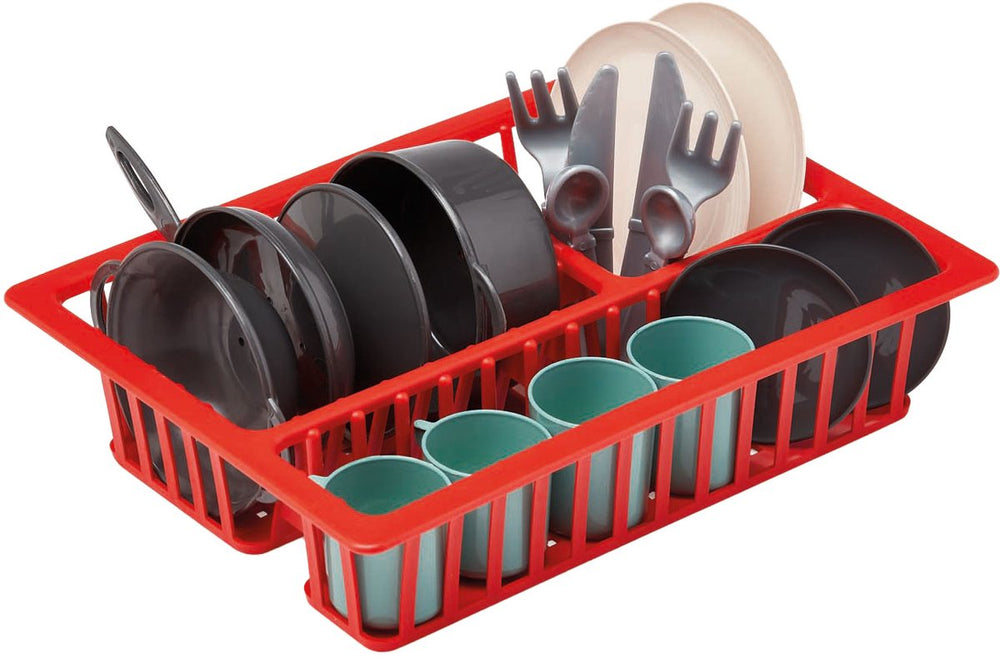 Ecoiffier 100% chef-kok afwasrek met pannen en servies,