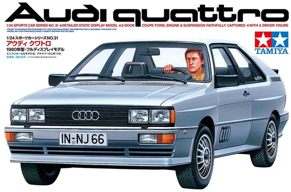 Tamiya modelbouwpakket auto - 24031 audi quattro - coupé - auto plastic - 1:24 - modelbouw