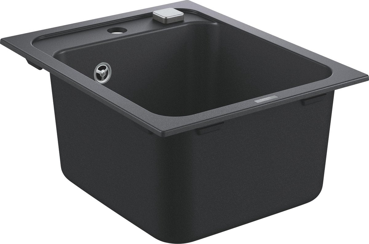 Grohe k700 composiet spoelbak - 40cm - inbouw - met overloop en automatische afvoer - granite black