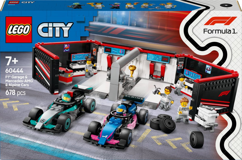 Lego city f1 garage met mercedes-amg en alpine auto's - 60444