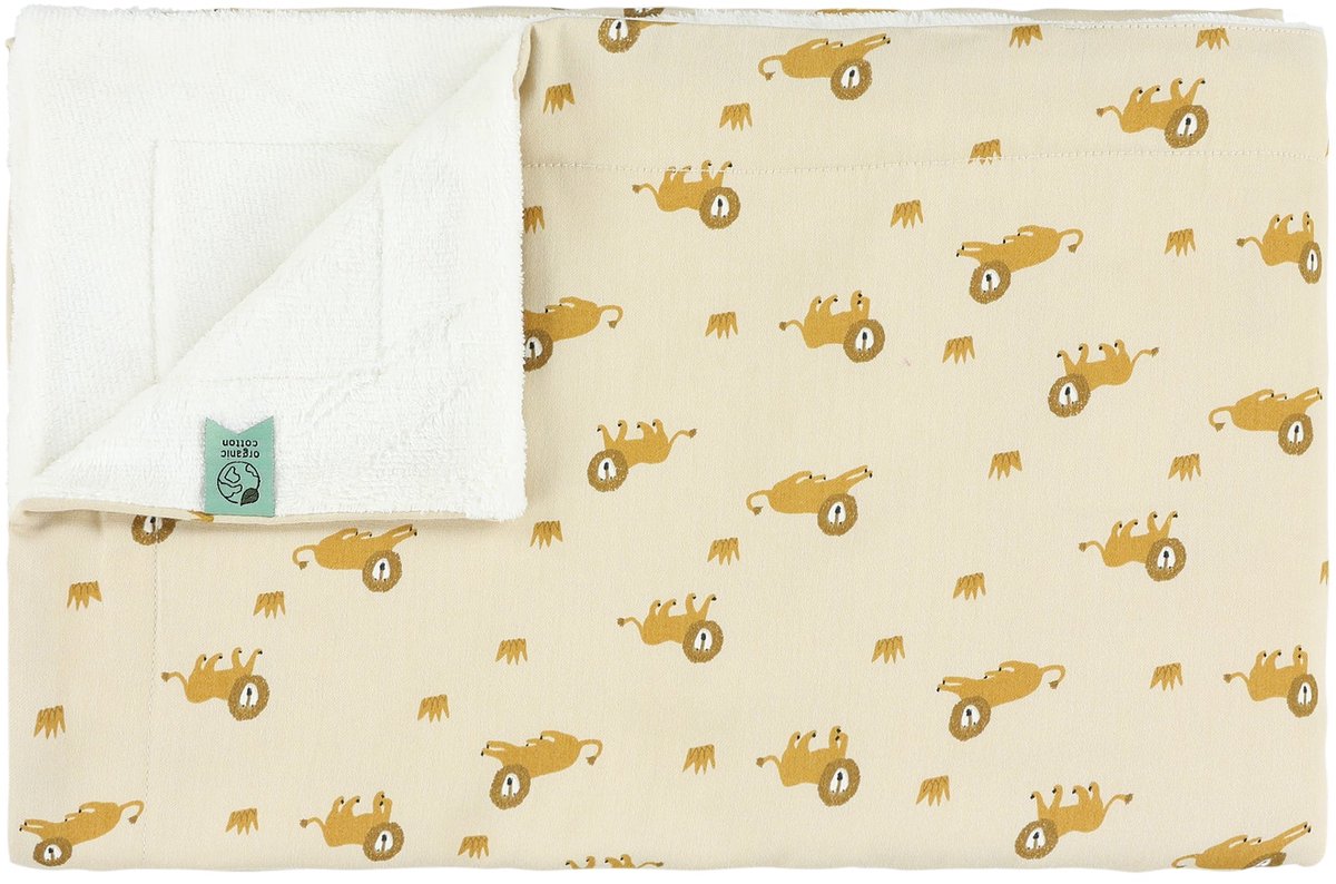 Trixie babydeken fleece 75x100cm geel - lively lion knuffeldeken.