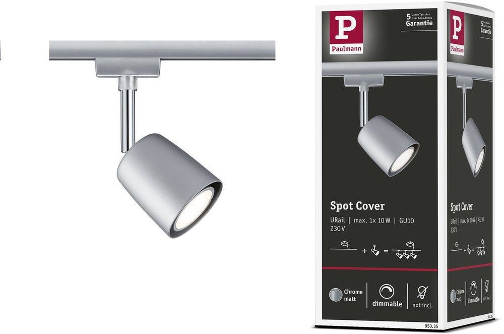 Paulmann urail railspot cover losse spot gu10 max. 10w dimbaar 230v chroom mat, chroom