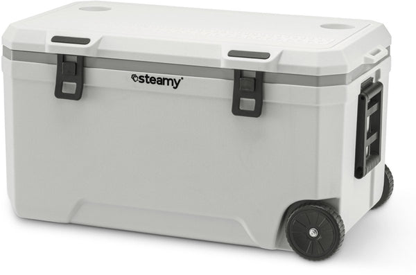 Steamy marine 120 roller - grote koelbox op wielen - speciaal voor op de boot - 120 liter - frigobox - wit